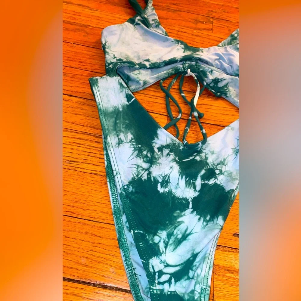 Frankie's Bikinis Teal & Light Blue Tie-Dye One-Piece Swimsuit